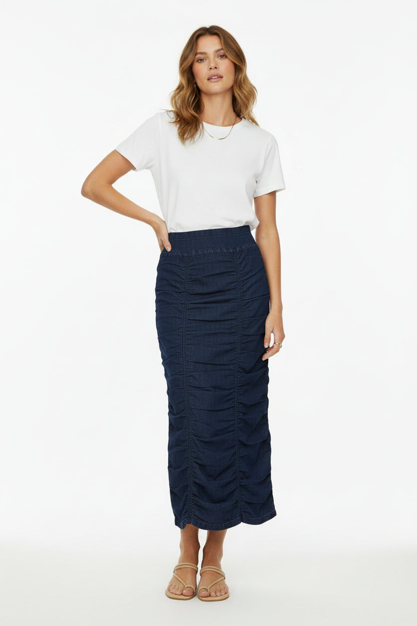 Ruched Midnight Blue Skirt
