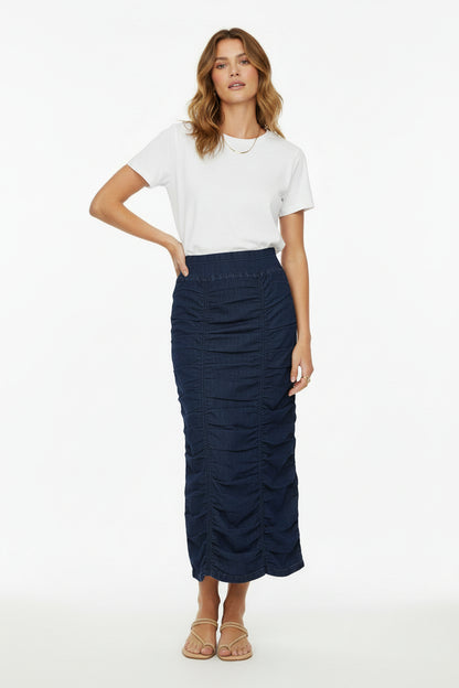 Ruched Midnight Blue Skirt