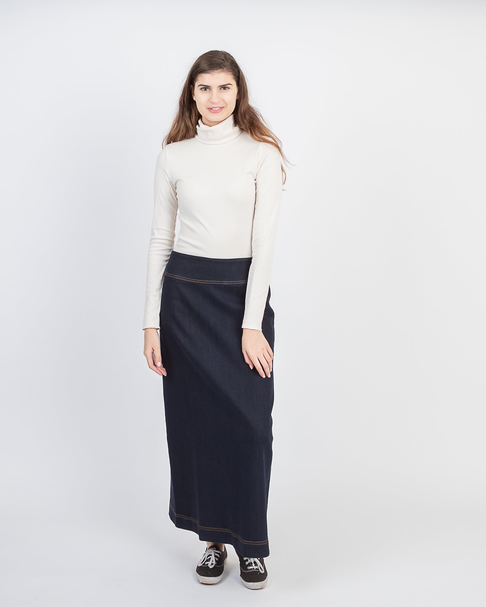 Classic Modest Long A-line Dark Blue Denim Skirt – newCreation Apparel