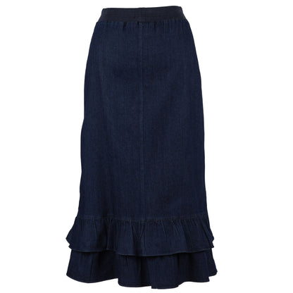 Double Ruffle Skirt Denim Blue