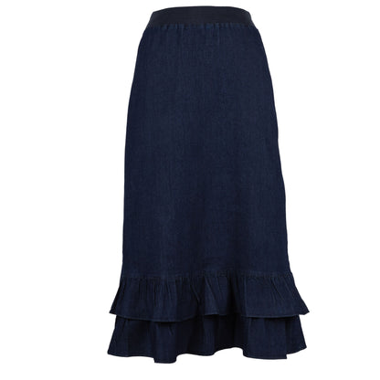 Double Ruffle Skirt Denim Blue