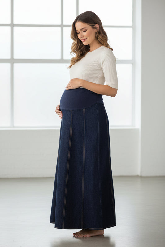 Maternity  Panel Denim Skirt