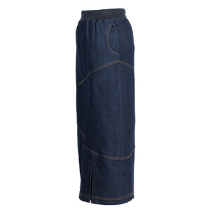Denim Skirt - Rounded Pockets & Pleat