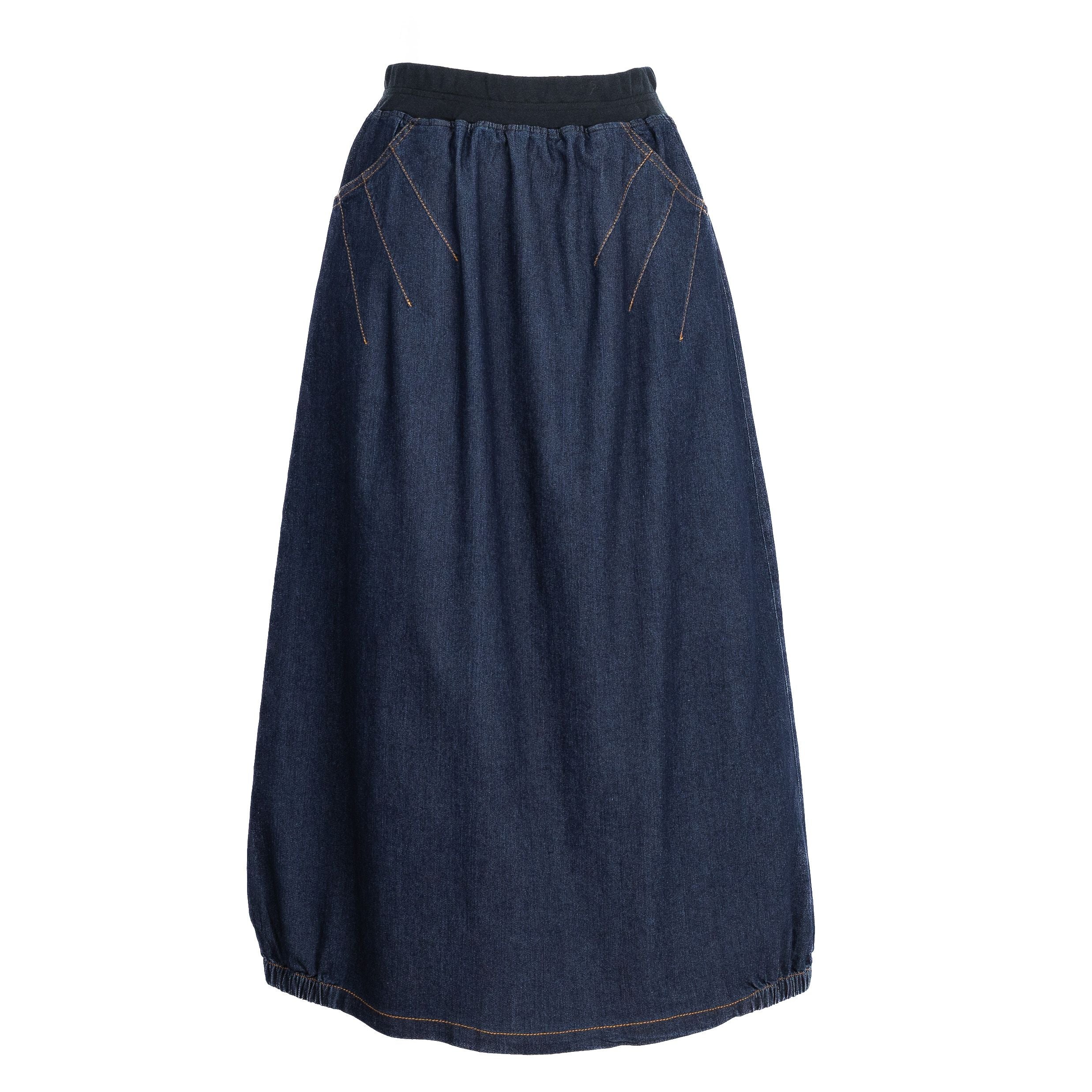 Denim A-Line Midi Skirt