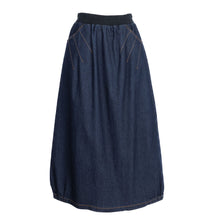 Denim Skirt with Pockets & Elastic Hem