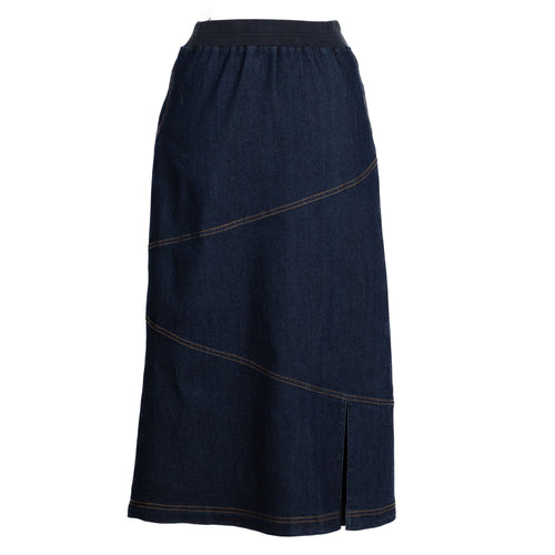 Denim Skirt - Rounded Pockets & Pleat