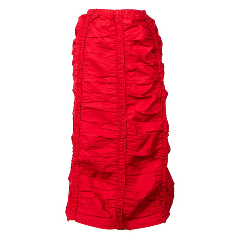 Shirred Red Skirt