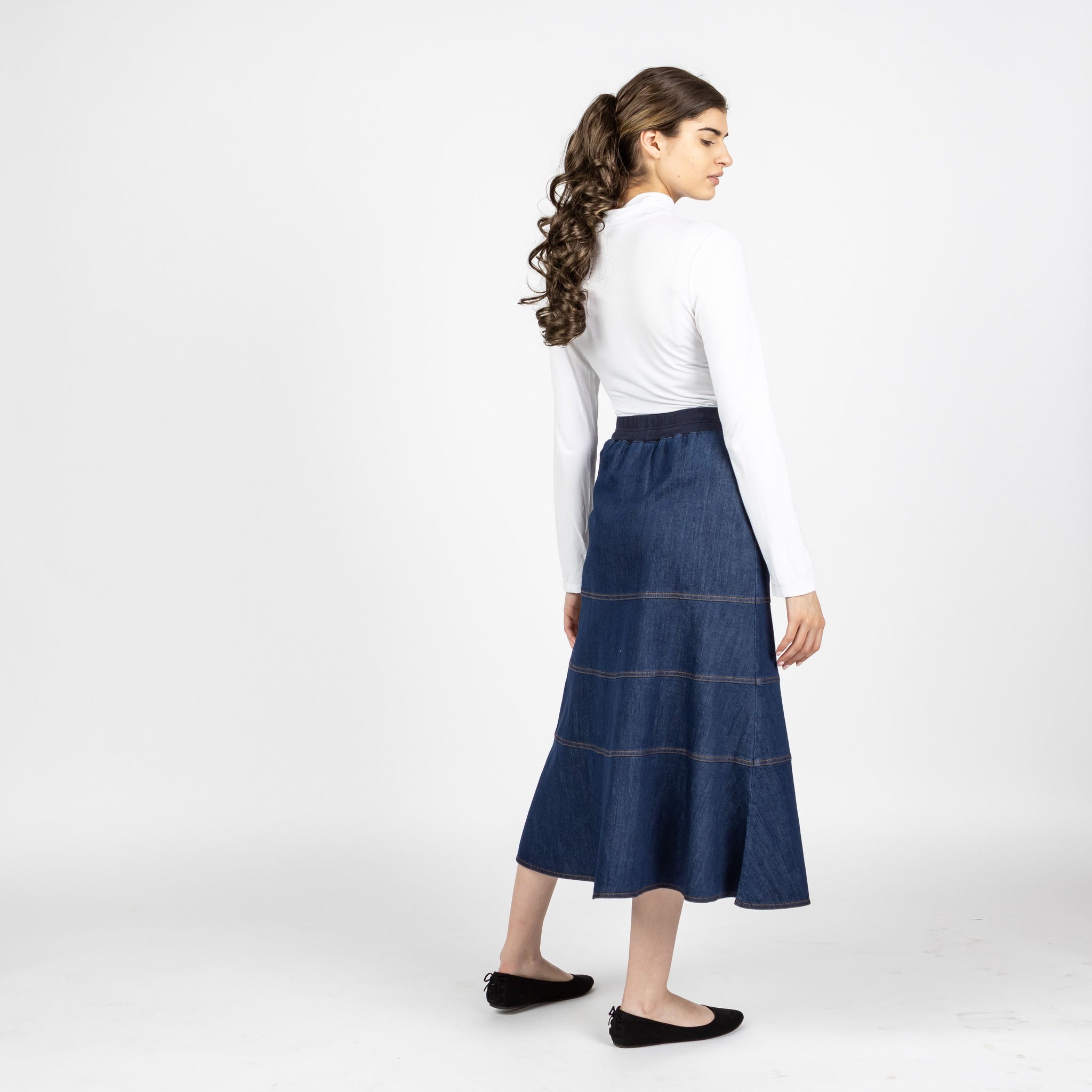 Tiered Indigo Denim Skirt – newCreation Apparel