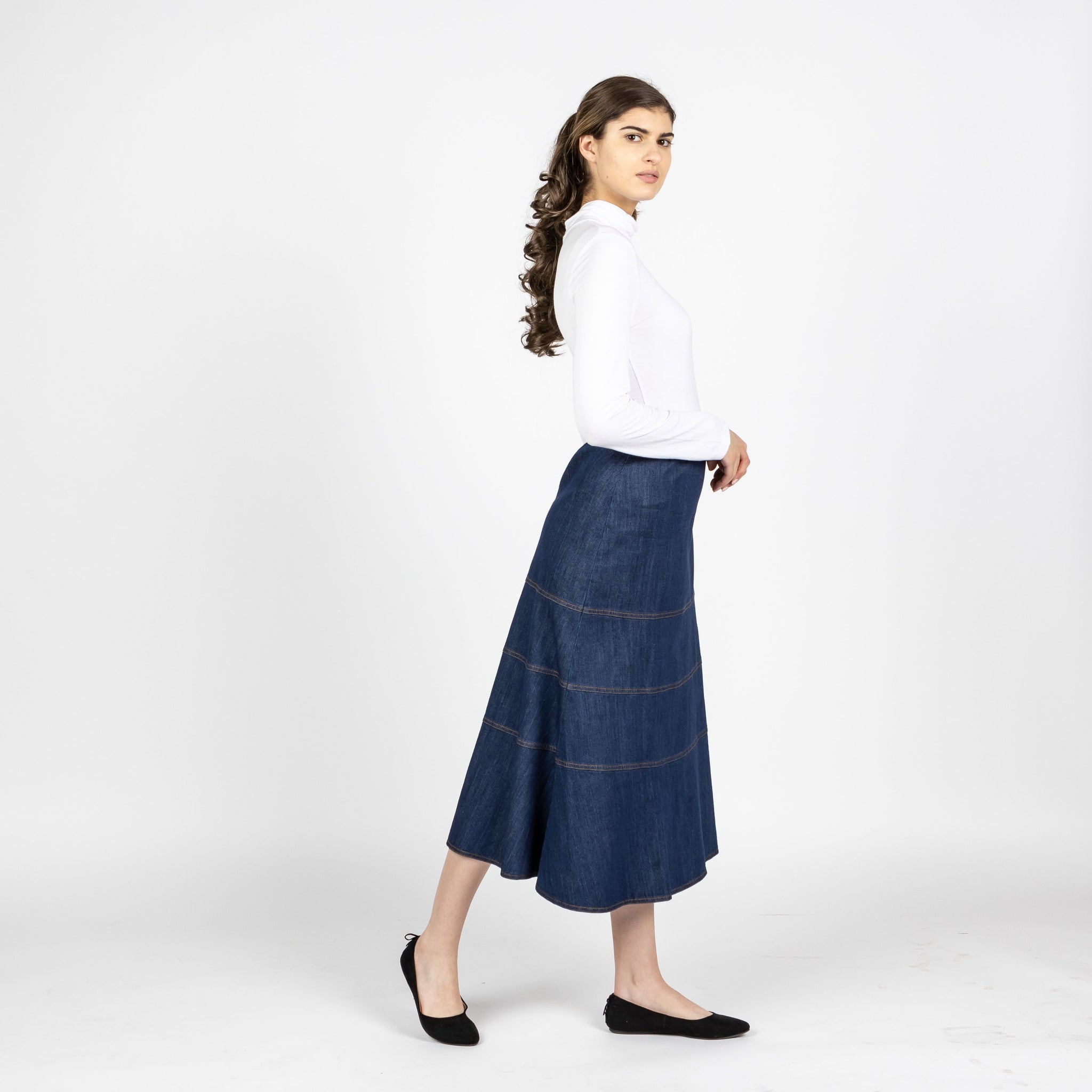 Tiered Indigo Denim Skirt – newCreation Apparel