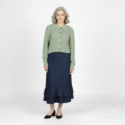 Double Ruffle Skirt Denim Blue