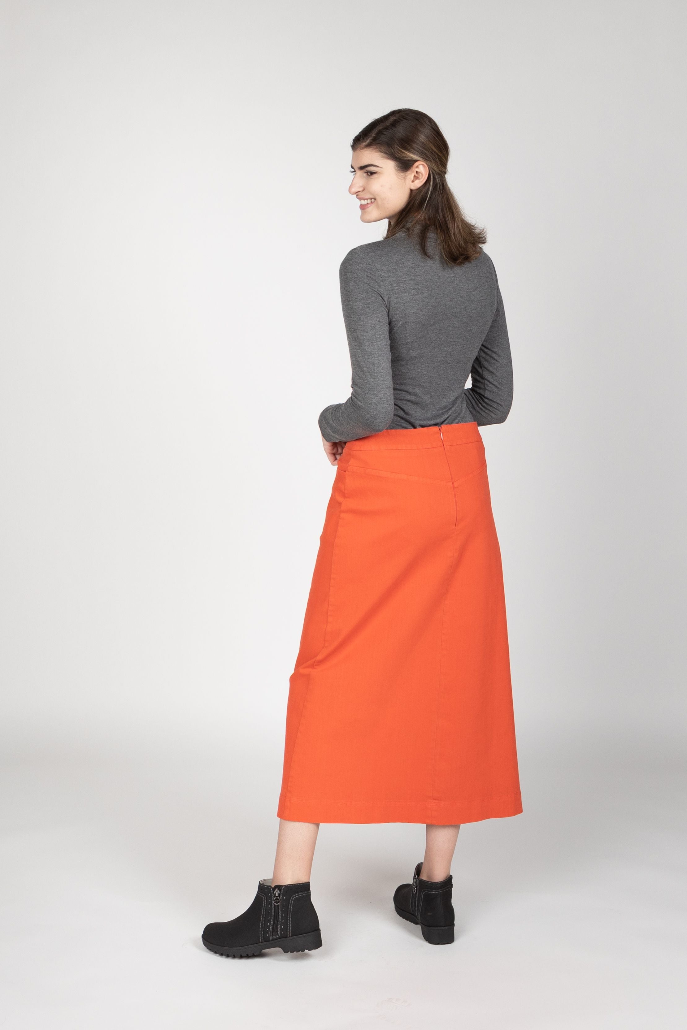 nC Classic Orange Red Denim Skirt – newCreation Apparel