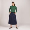 Denim Skirt with Pockets & Elastic Hem