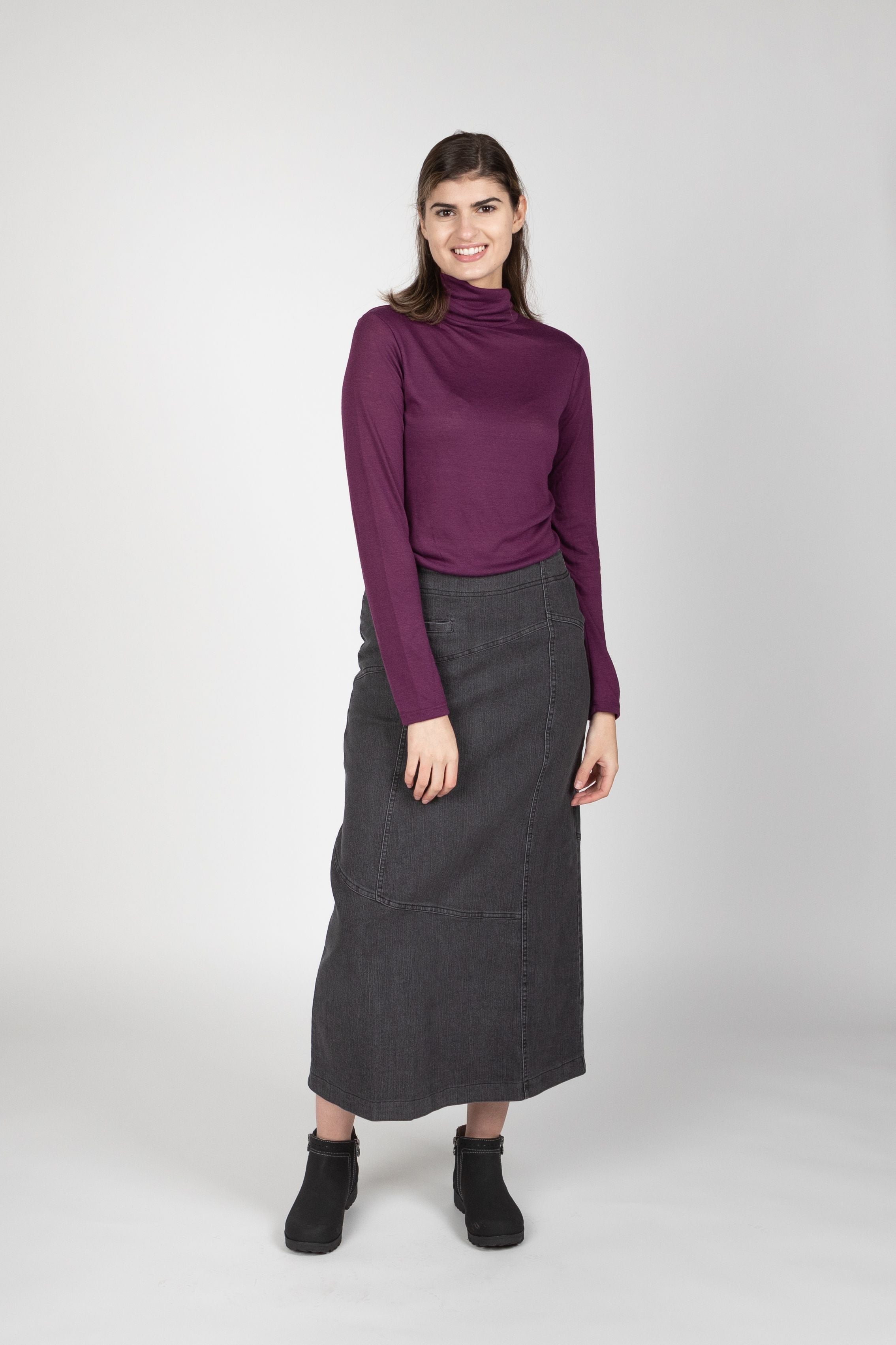 Popcorn - Long Black Denim Skirt – newCreation Apparel