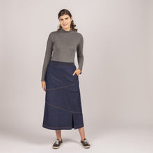 Denim Skirt - Rounded Pockets & Pleat